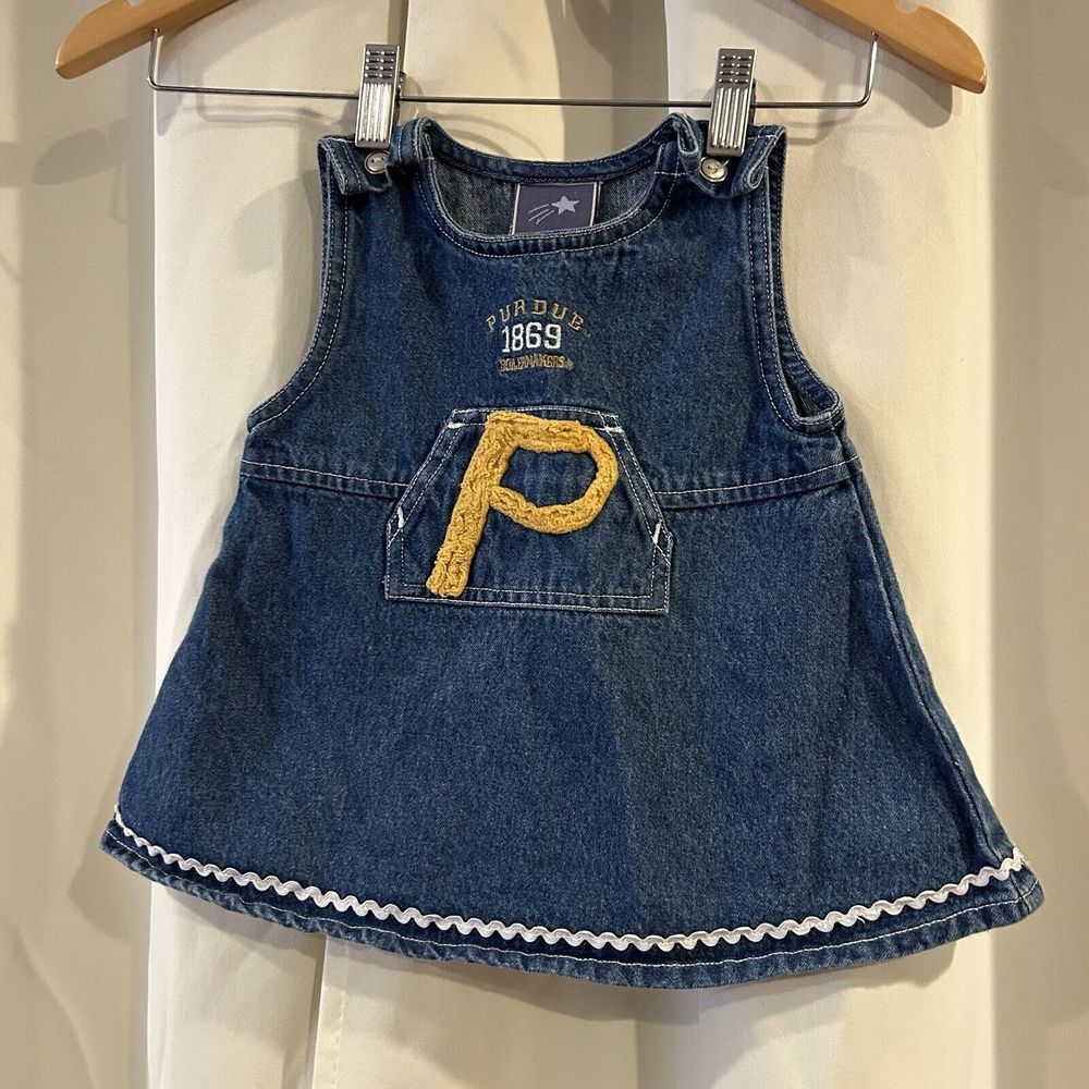 Red Oak Sportswear Purdue Little Girls Denim‎ Dress Size 24 Months